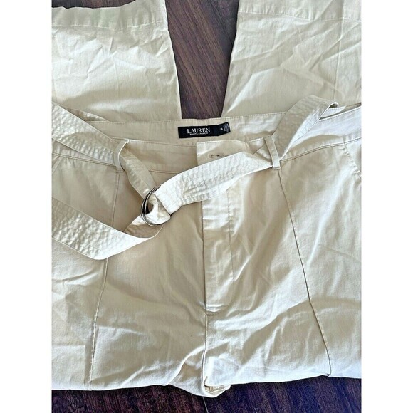 Lauren Ralph Lauren Women's Micro-Sanded Twill Belted Wide Pale Parchment 16 - Picture 6 of 7